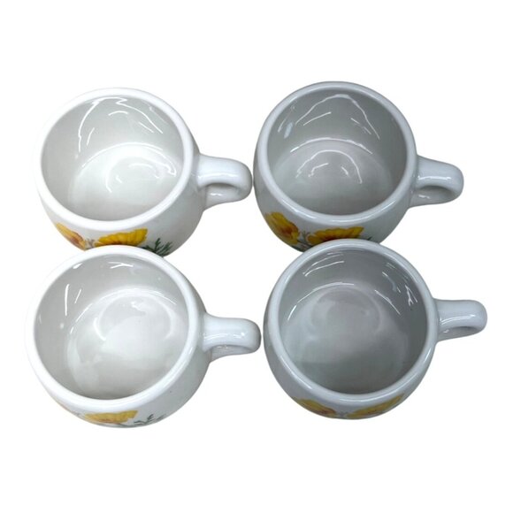 4 Vintage Santa Fe Railroad California Poppy Coffee Cups Syracuse China - Picture 6 of 8